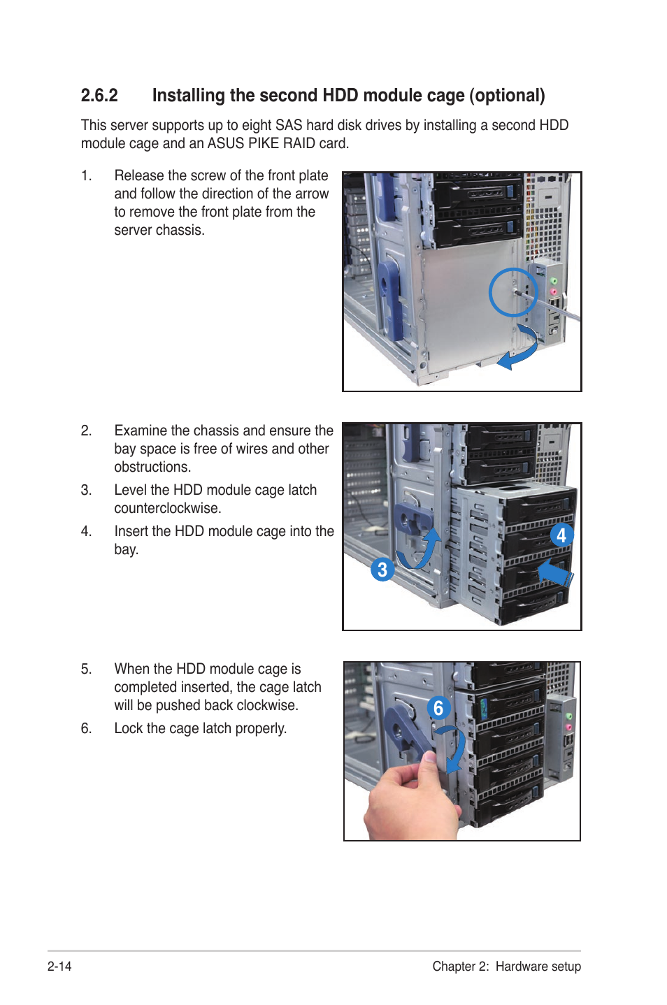 2 installing the second hdd module cage (optional) | Asus TS300-E7/PS4 User Manual | Page 34 / 160