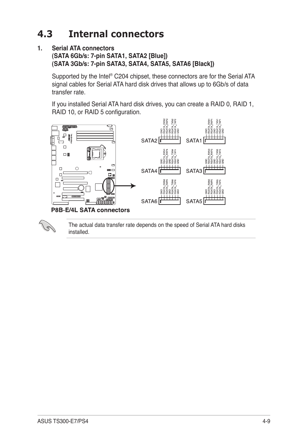 3 internal connectors, Internal connectors -9 | Asus TS300-E7/PS4 User Manual | Page 61 / 160