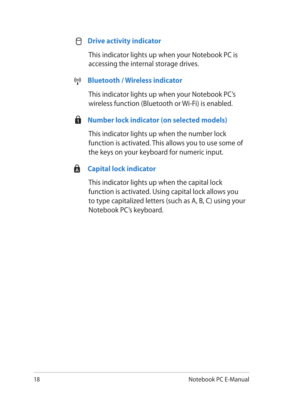 Asus Notebook PC (E-Manual) User Manual | Page 18 / 130