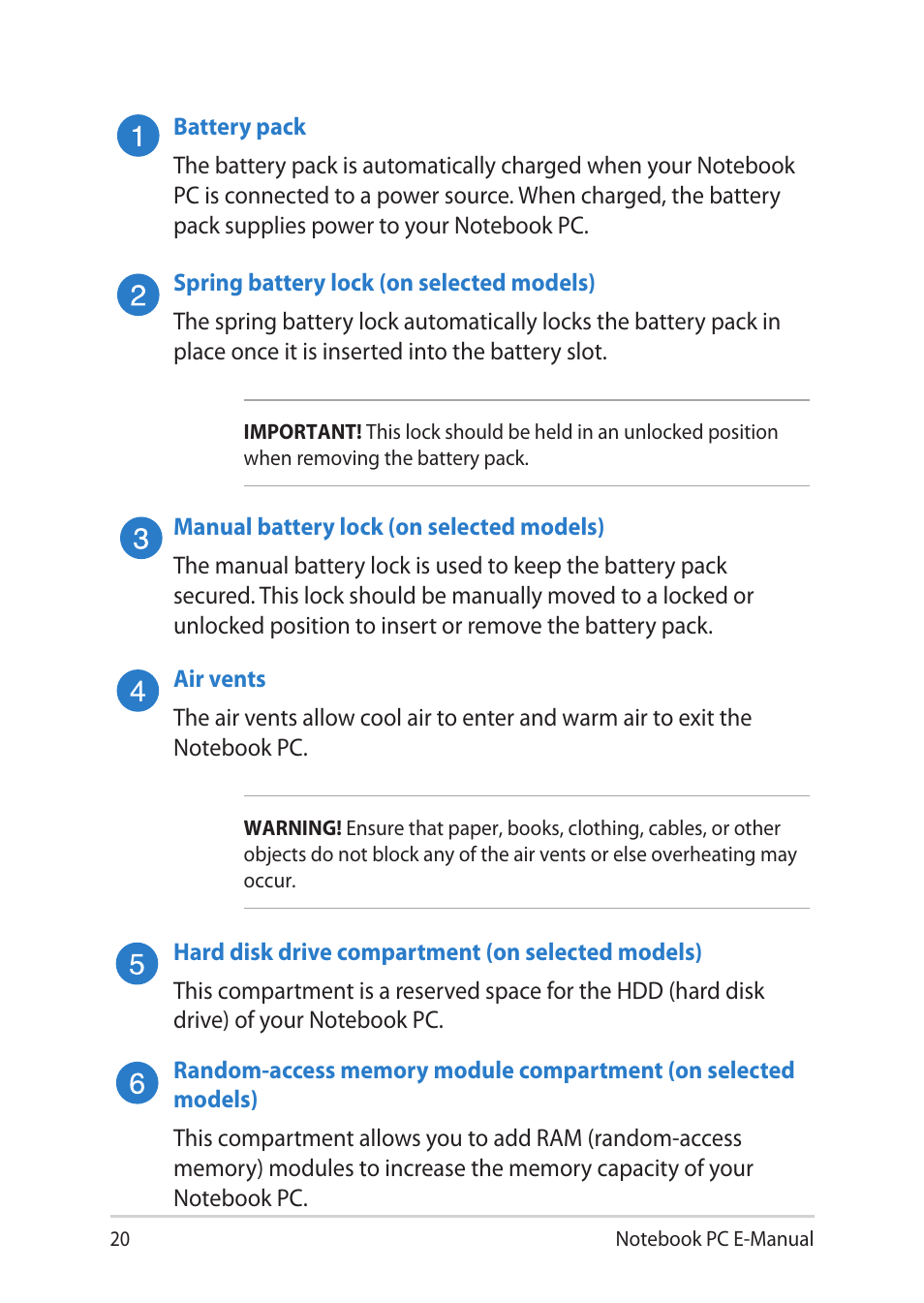 Asus Notebook PC (E-Manual) User Manual | Page 20 / 130