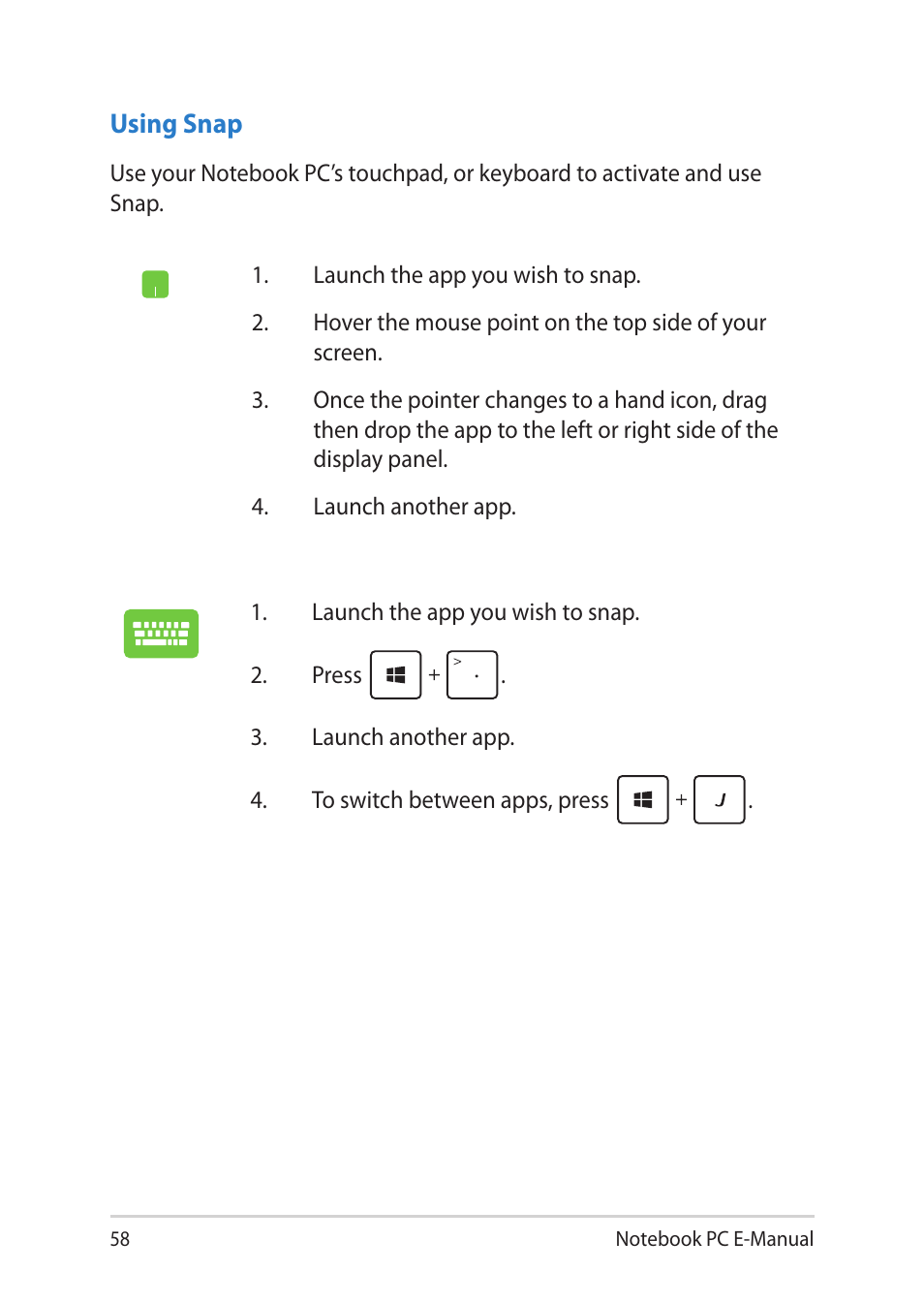 Asus Notebook PC (E-Manual) User Manual | Page 58 / 130
