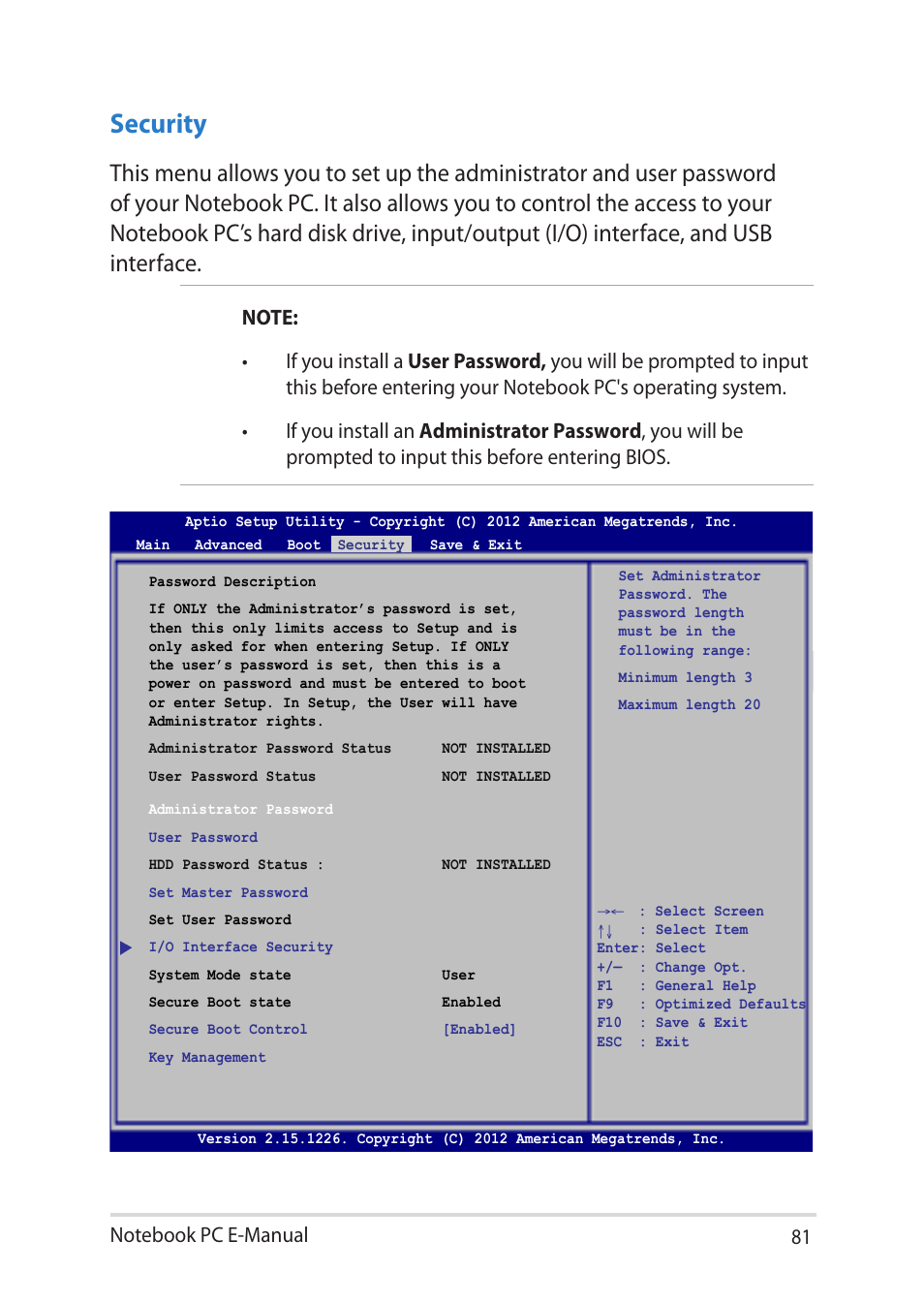 Security | Asus Notebook PC (E-Manual) User Manual | Page 81 / 130