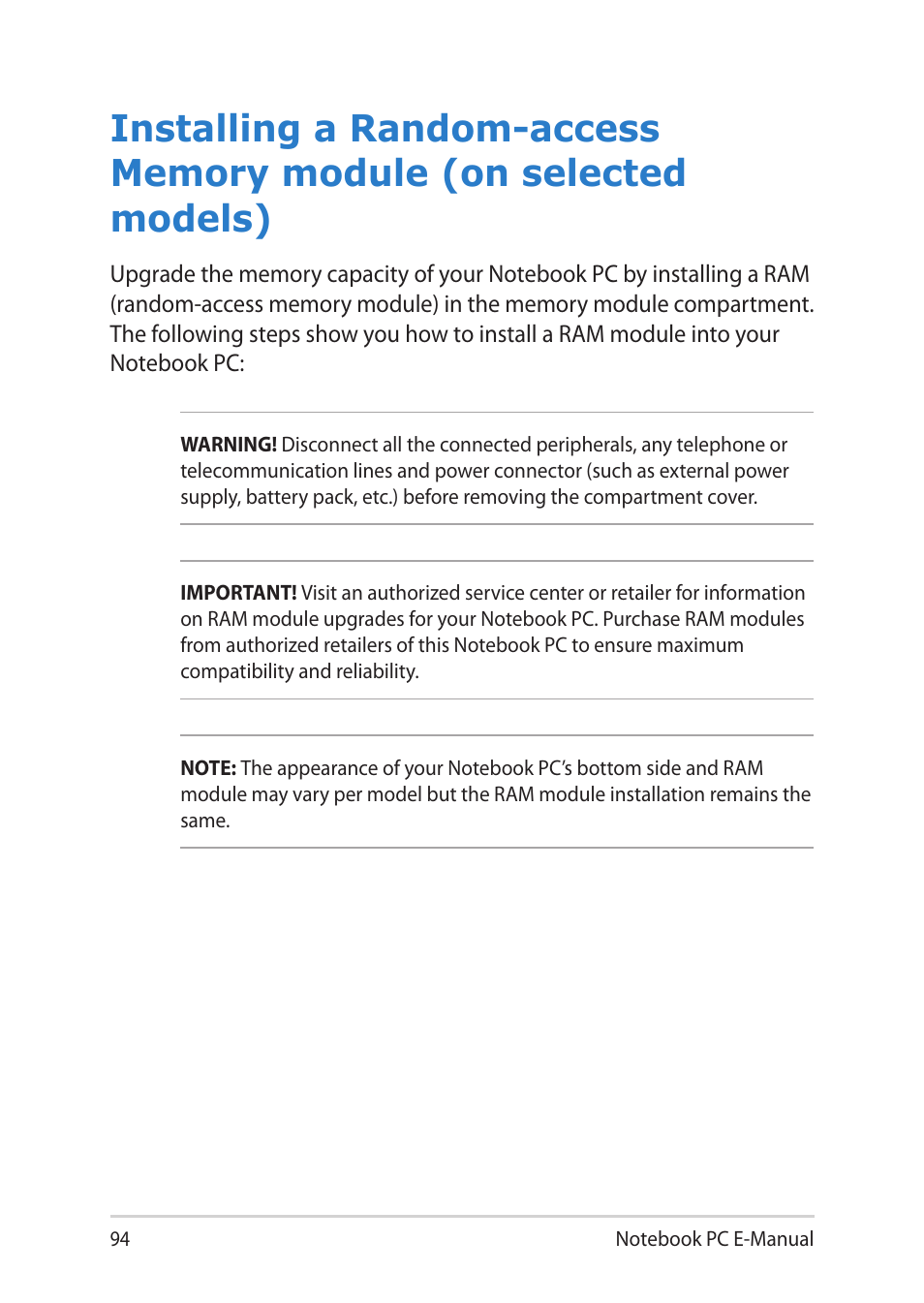 Asus Notebook PC (E-Manual) User Manual | Page 94 / 130