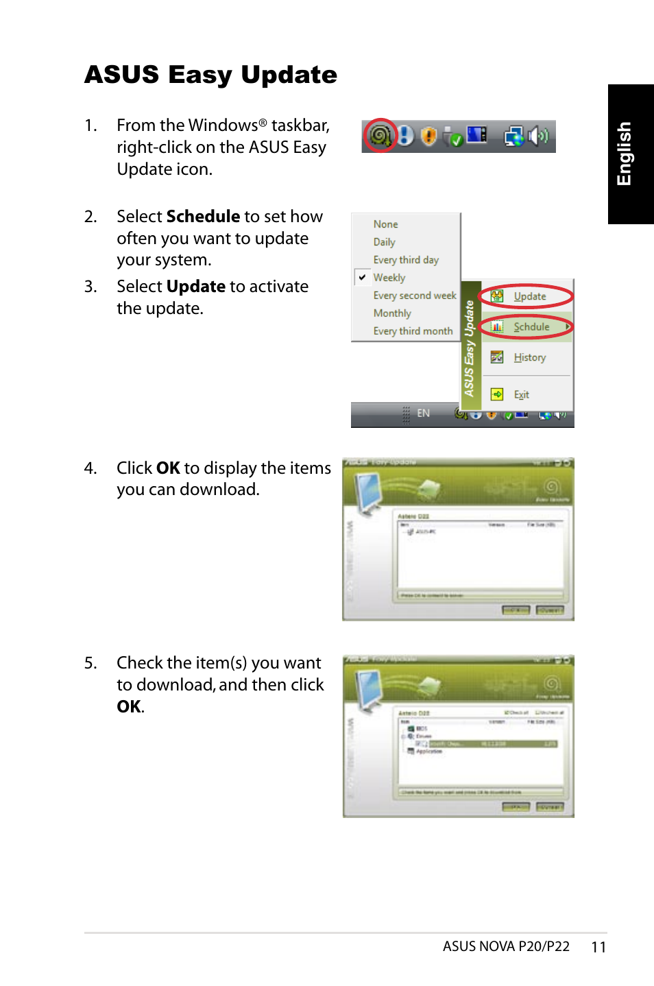 Asus easy update | Asus NOVA (P20/P22) User Manual | Page 11 / 280