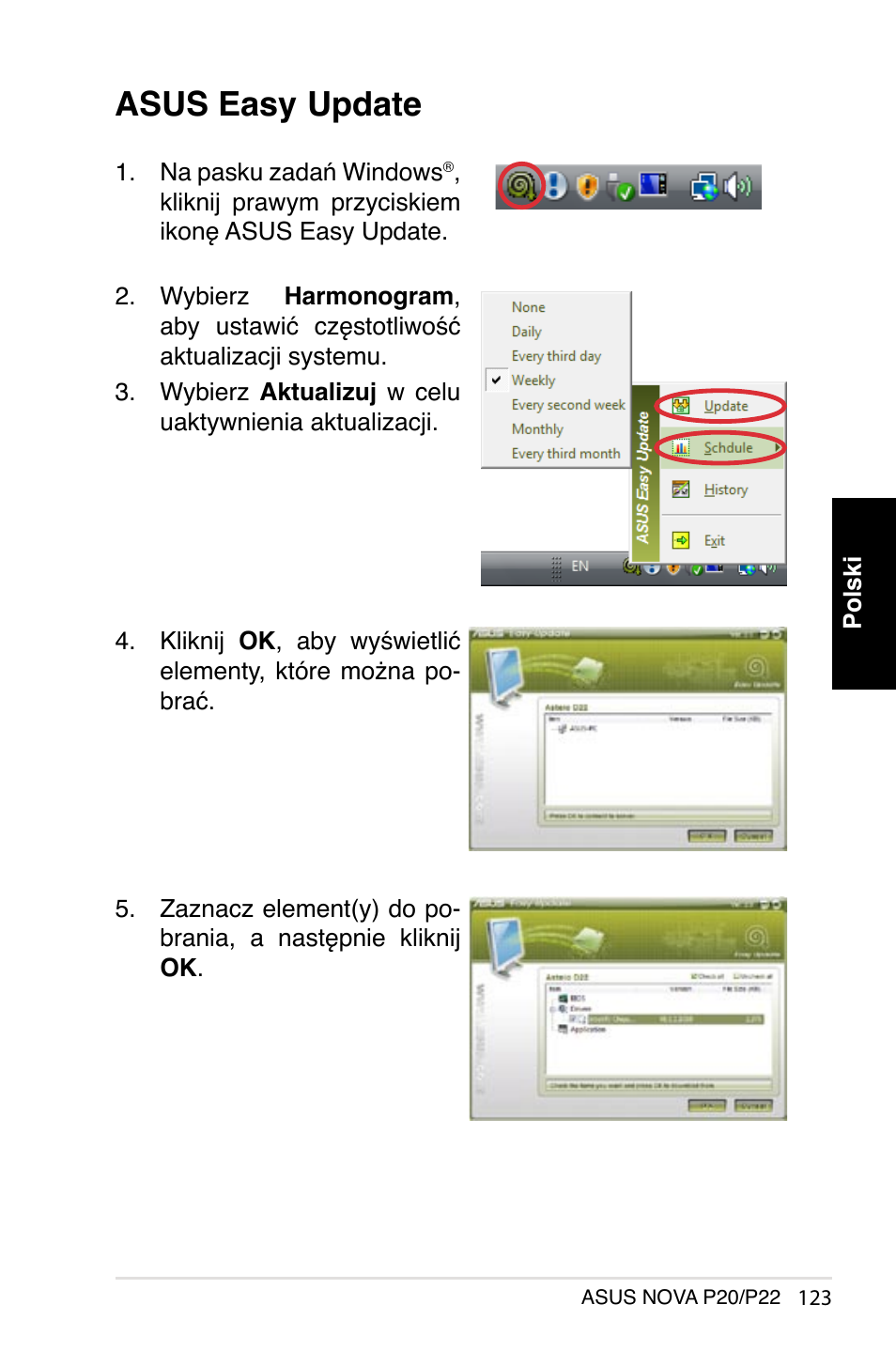 Asus easy update | Asus NOVA (P20/P22) User Manual | Page 123 / 280