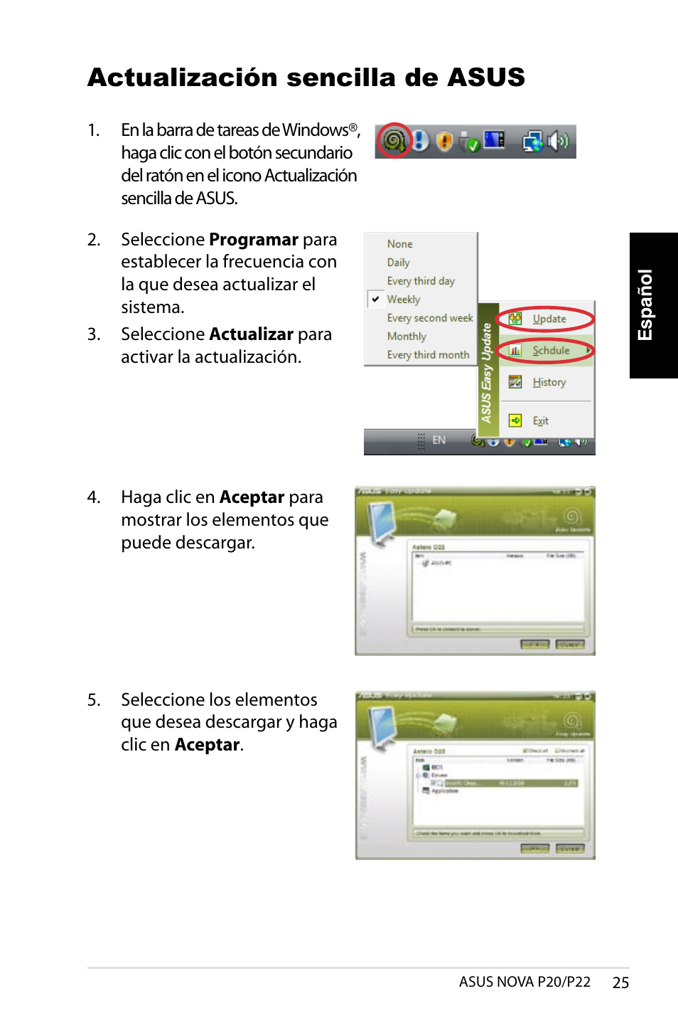 Actualización sencilla de asus | Asus NOVA (P20/P22) User Manual | Page 25 / 280