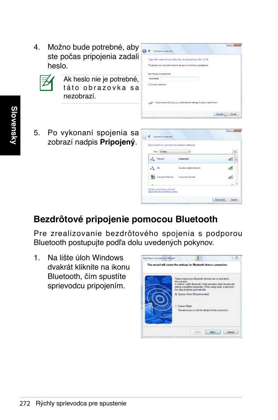 Bezdrôtové pripojenie pomocou bluetooth | Asus NOVA (P20/P22) User Manual | Page 272 / 280