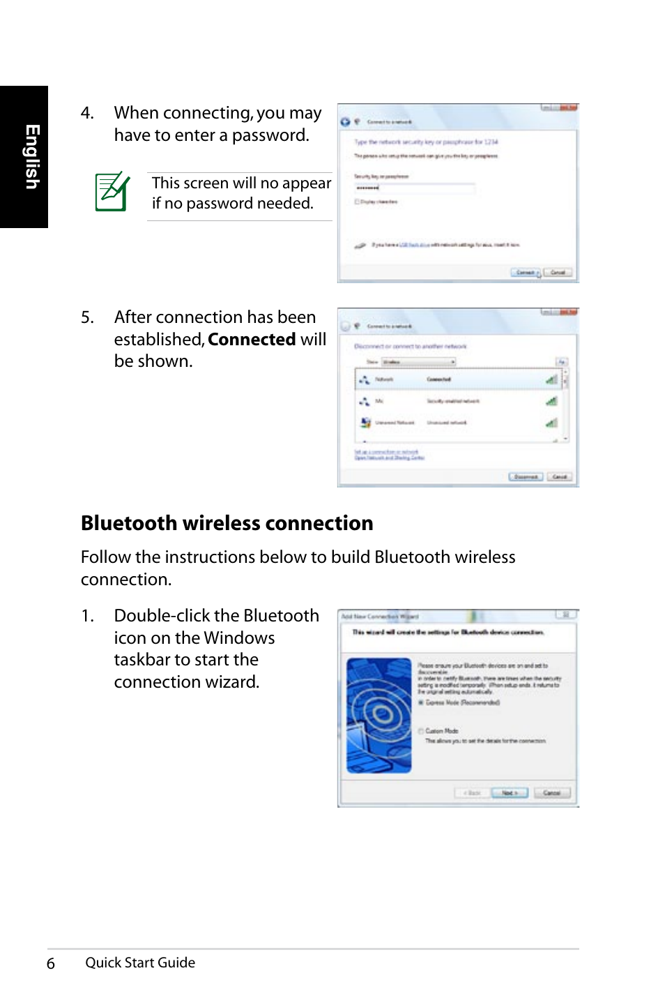 Bluetooth wireless connection | Asus NOVA (P20/P22) User Manual | Page 6 / 280