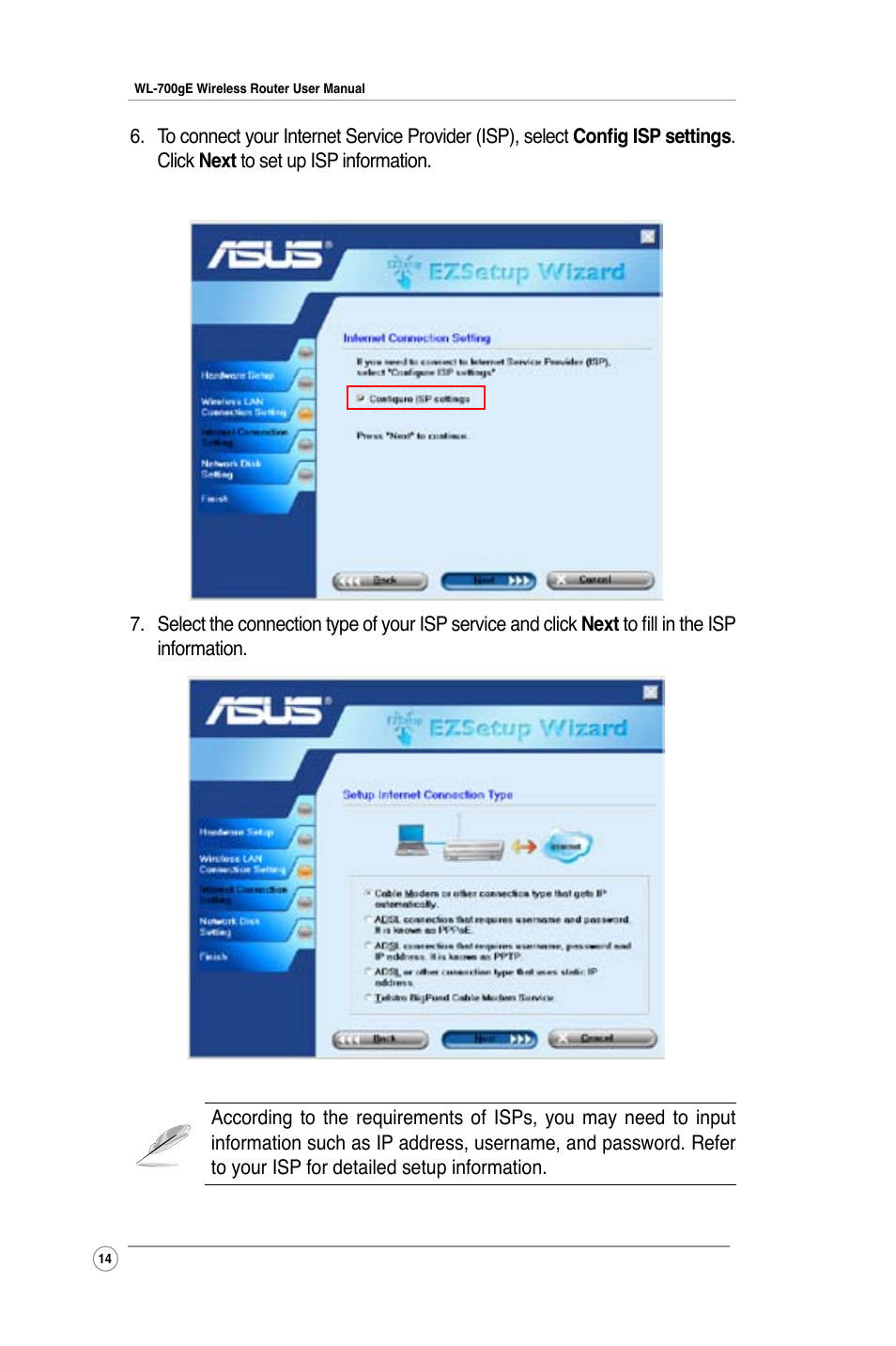 Asus WL-700gE User Manual | Page 14 / 57