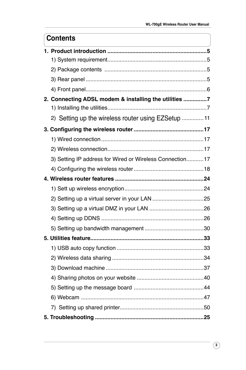 Asus WL-700gE User Manual | Page 3 / 57