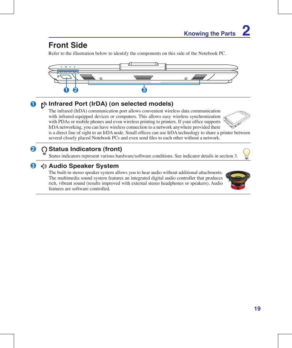 Front side | Asus F8Vr User Manual | Page 19 / 91