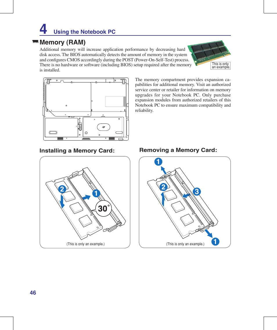 Memory (ram) | Asus F8Vr User Manual | Page 46 / 91