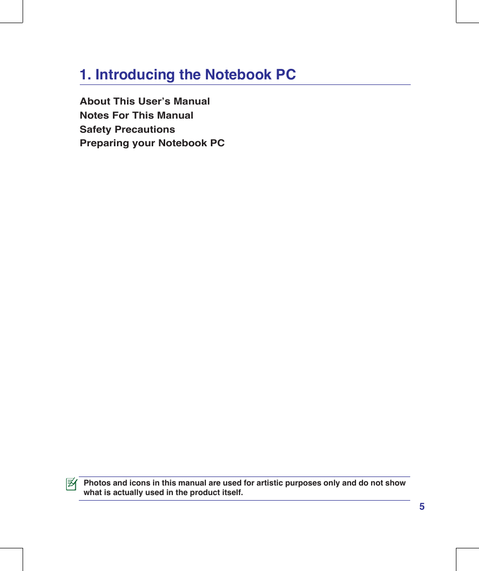 Introducing the notebook pc | Asus F8Vr User Manual | Page 5 / 91