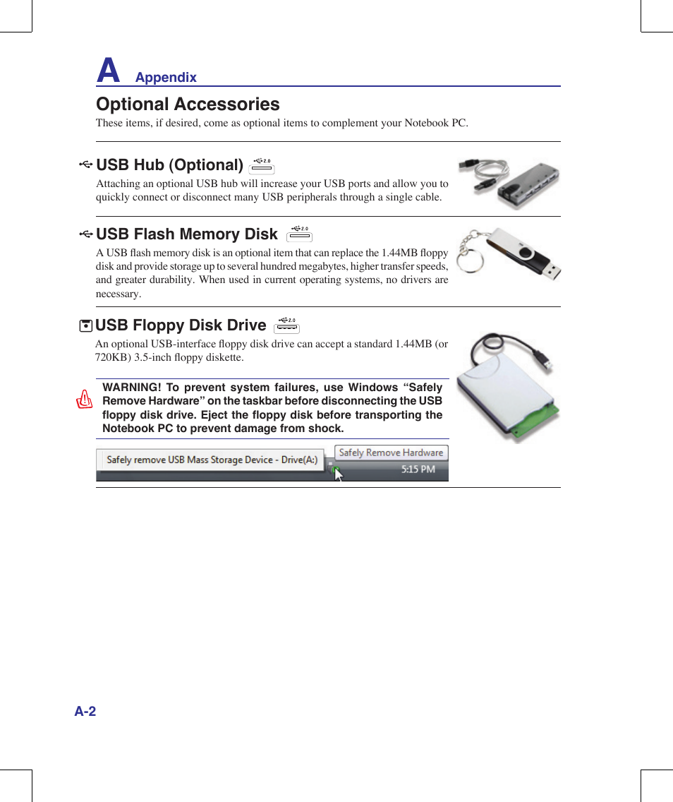 Optional accessories | Asus F8Vr User Manual | Page 60 / 91