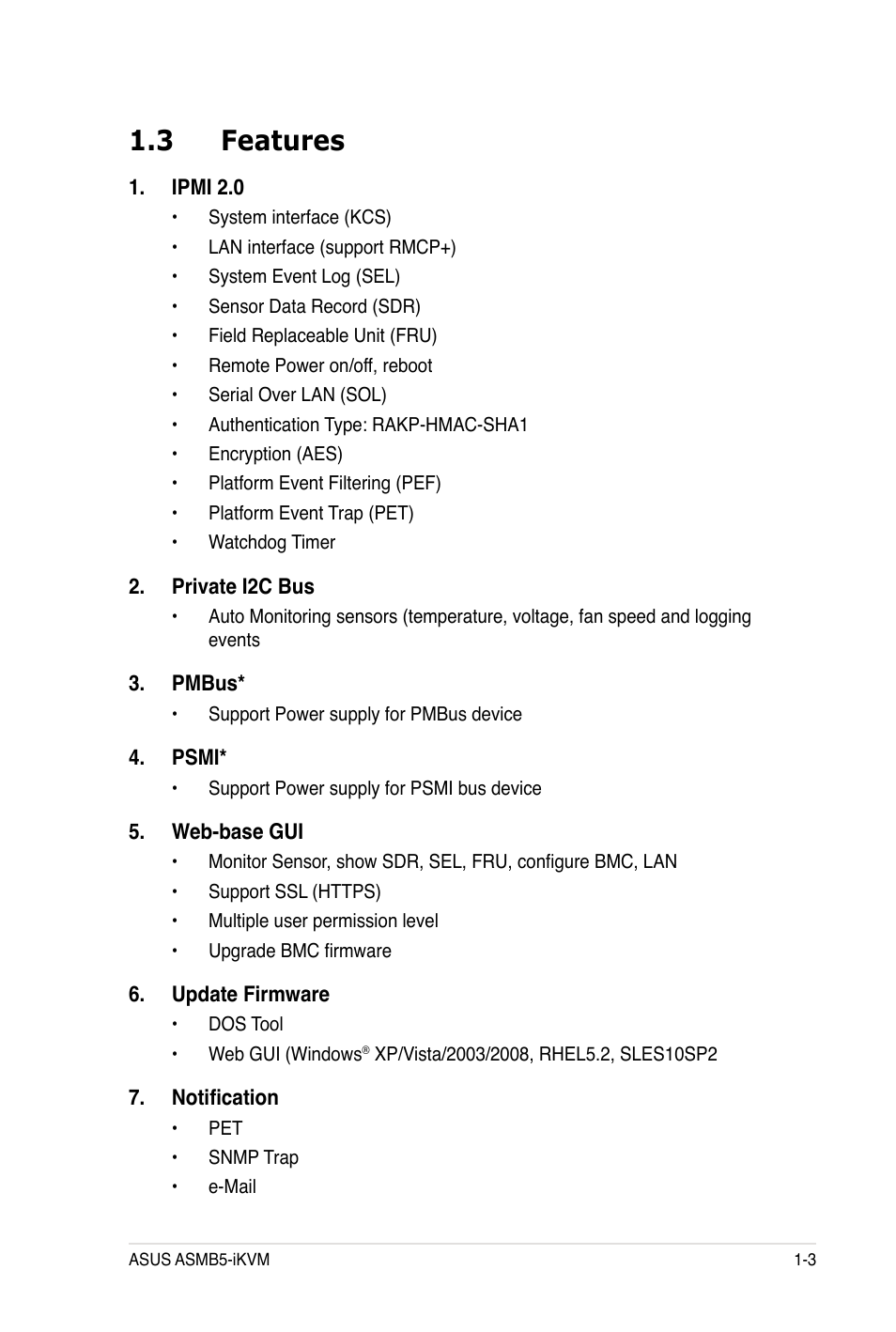 3 features | Asus ASMB5-iKVM User Manual | Page 15 / 88