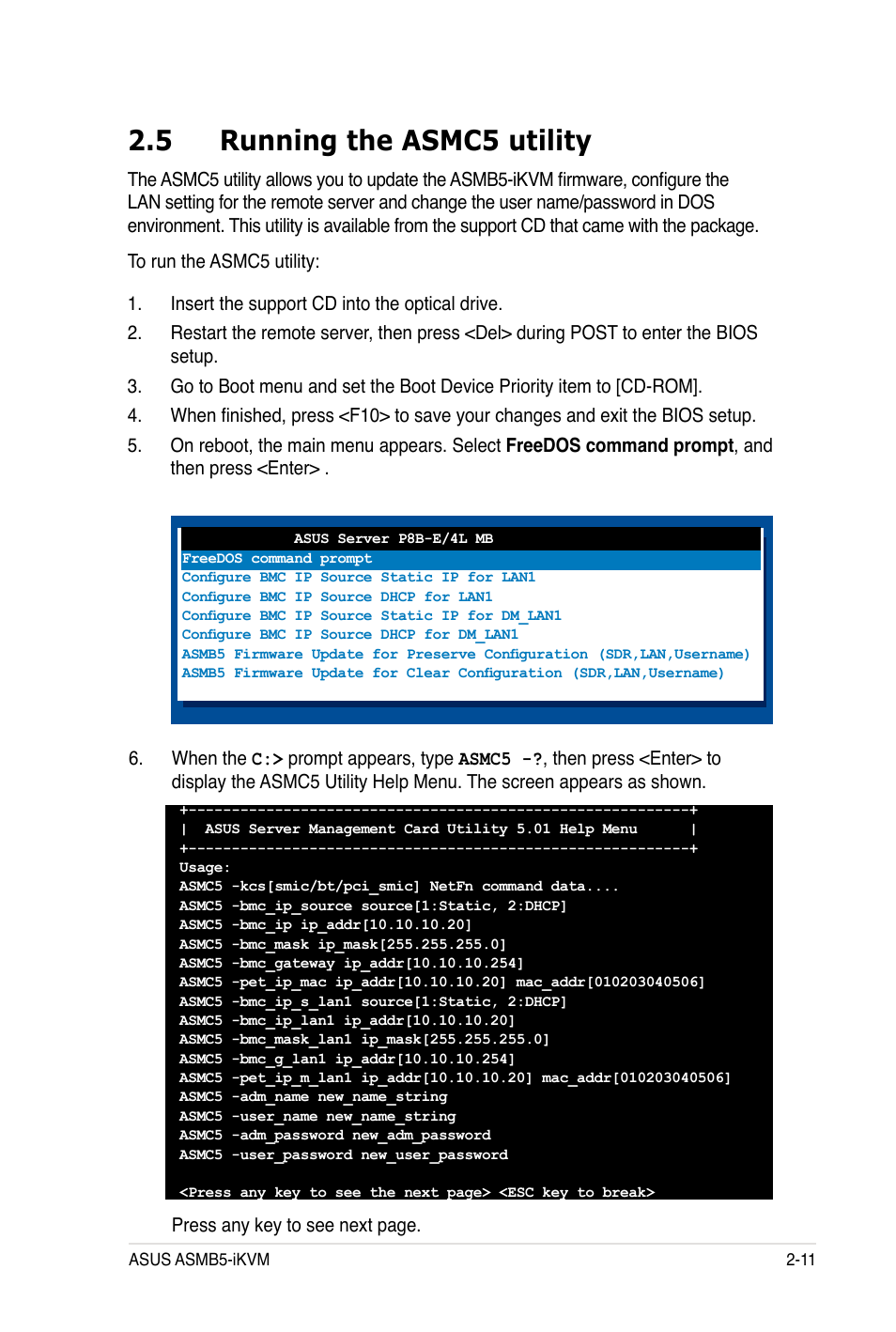 5 running the asmc5 utility | Asus ASMB5-iKVM User Manual | Page 29 / 88