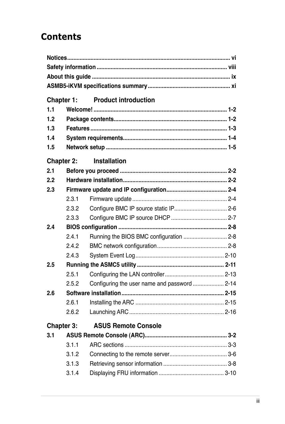 Asus ASMB5-iKVM User Manual | Page 3 / 88