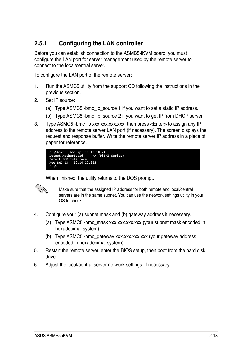 1 configuring the lan controller | Asus ASMB5-iKVM User Manual | Page 31 / 88