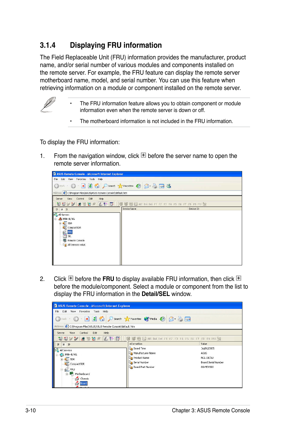 4 displaying fru information | Asus ASMB5-iKVM User Manual | Page 44 / 88