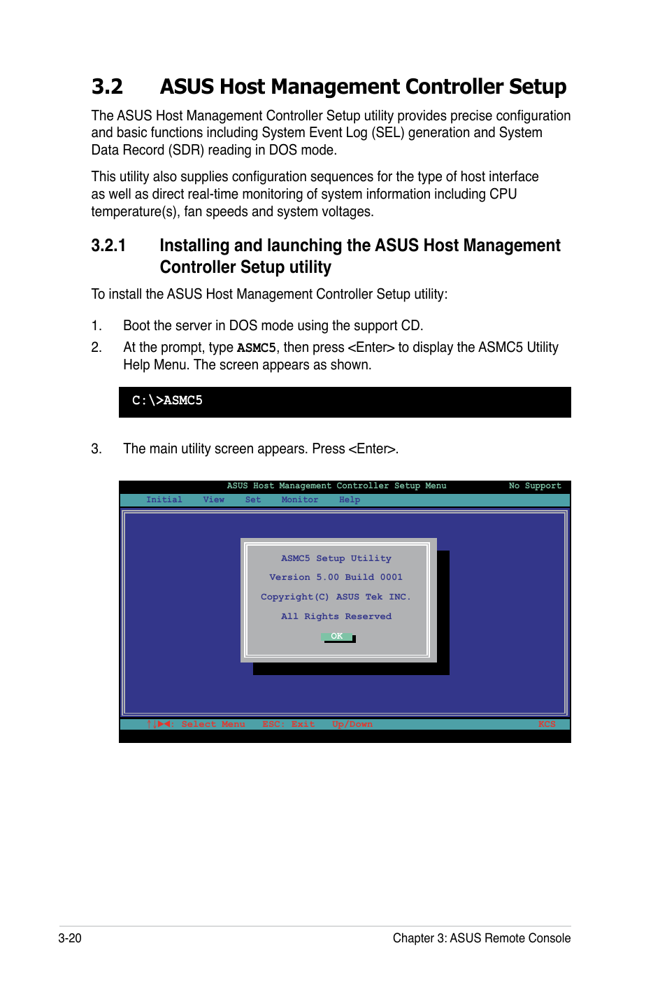 2 asus host management controller setup | Asus ASMB5-iKVM User Manual | Page 54 / 88