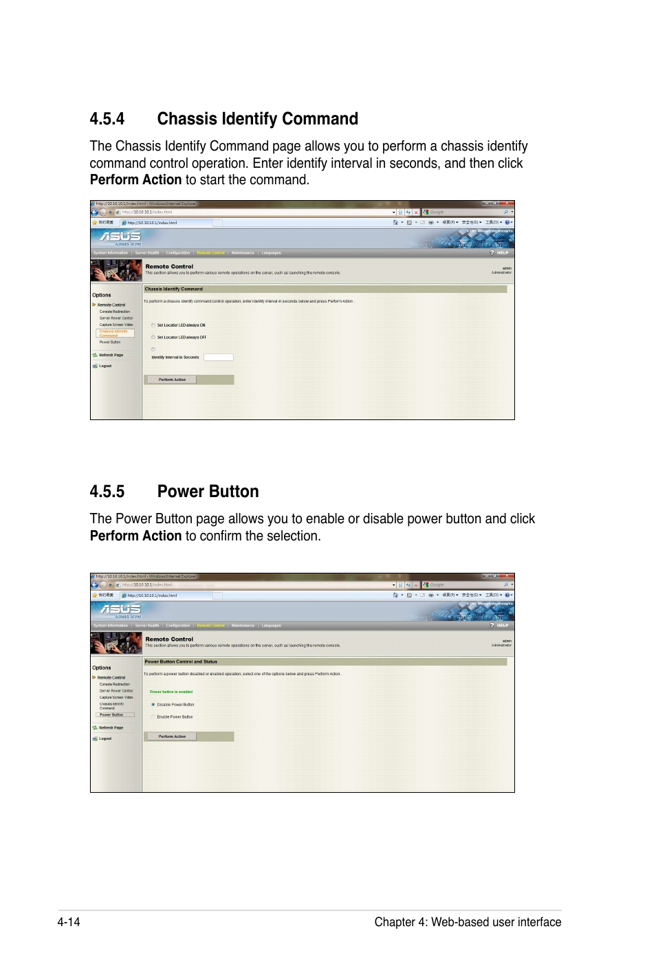 4 chassis identify command, 5 power button | Asus ASMB5-iKVM User Manual | Page 76 / 88