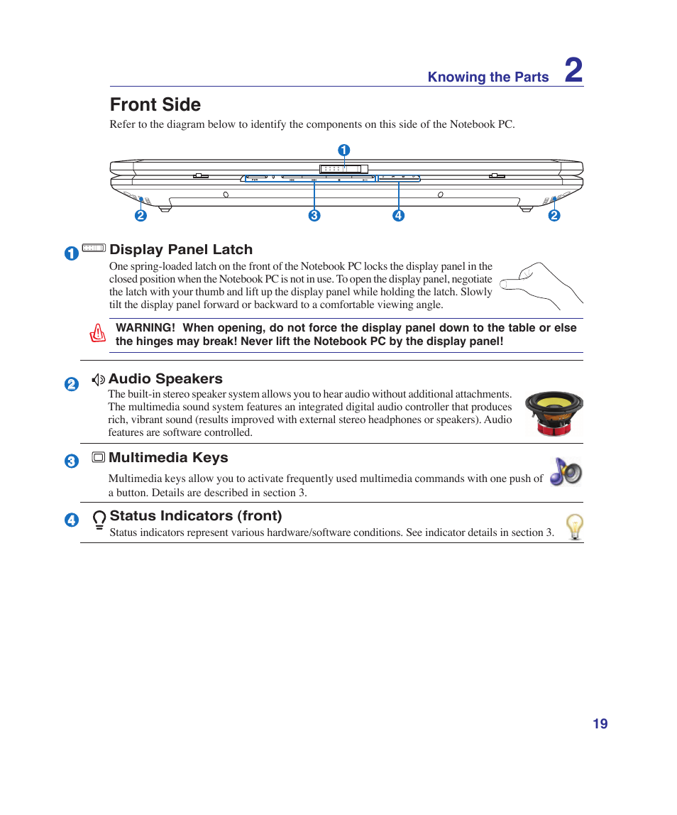 Front side | Asus G1Sn User Manual | Page 19 / 89