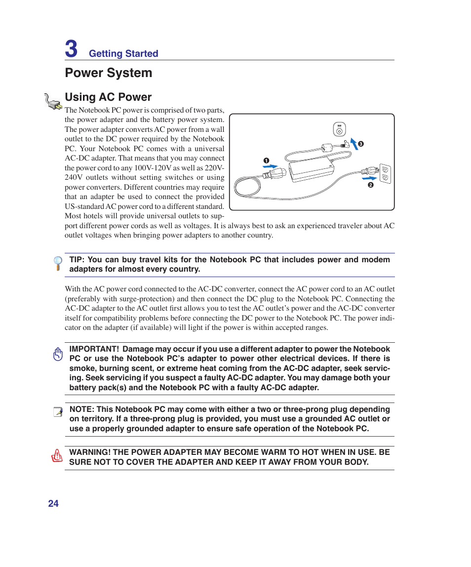 Power system | Asus G1Sn User Manual | Page 24 / 89