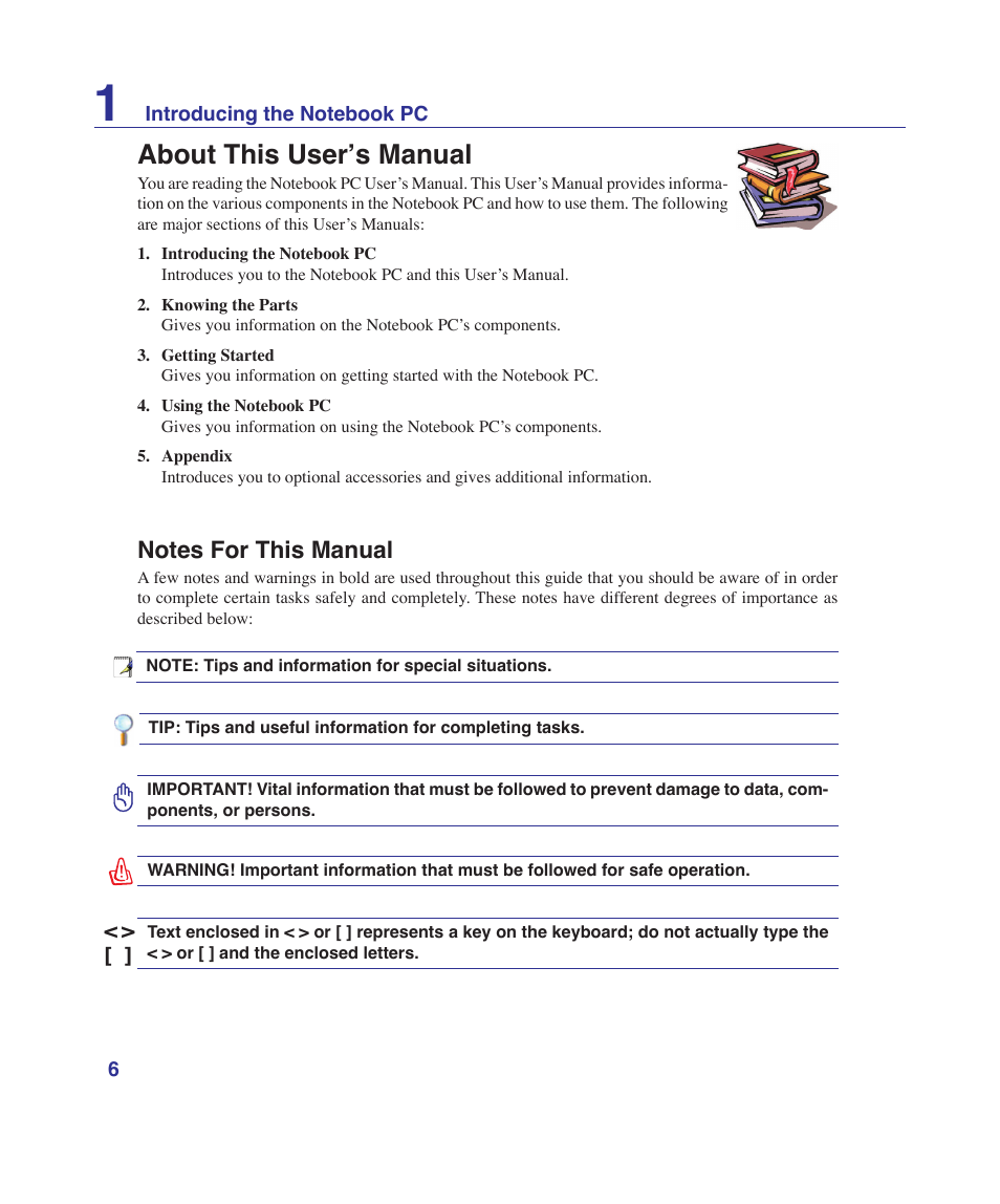 About this user’s manual | Asus G1Sn User Manual | Page 6 / 89