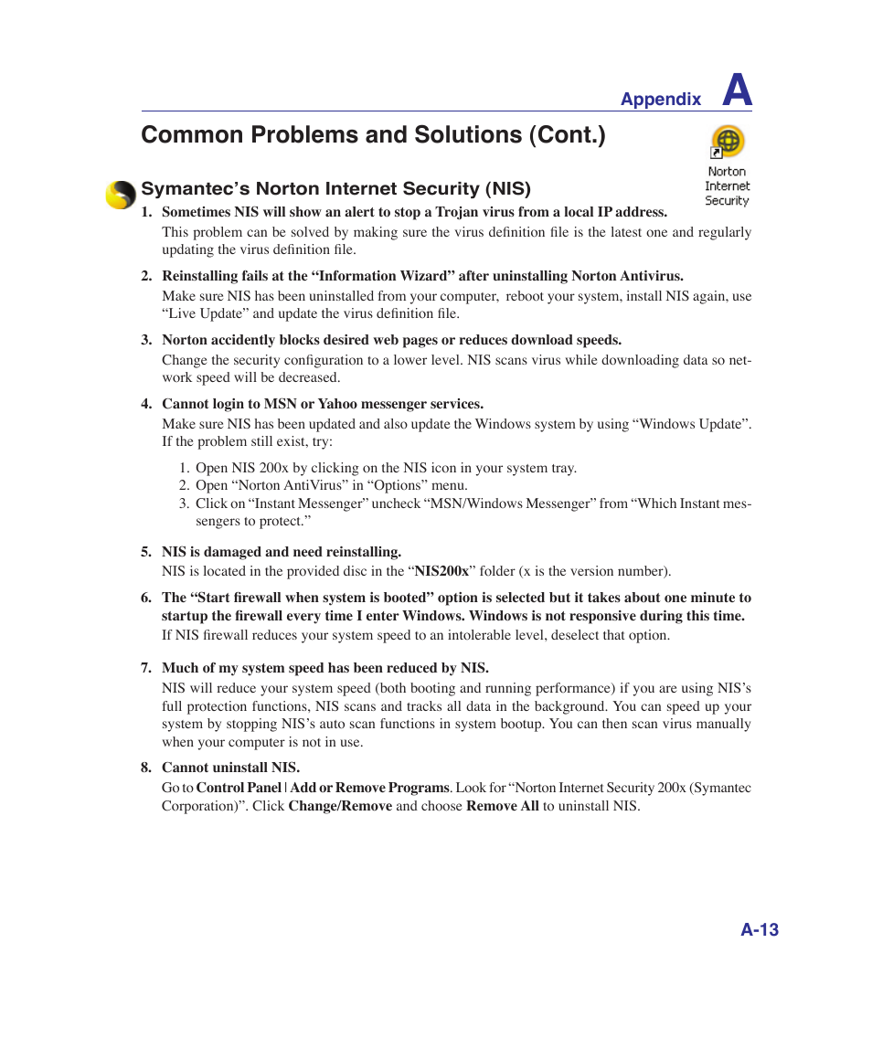 Common problems and solutions (cont.) | Asus G1Sn User Manual | Page 69 / 89