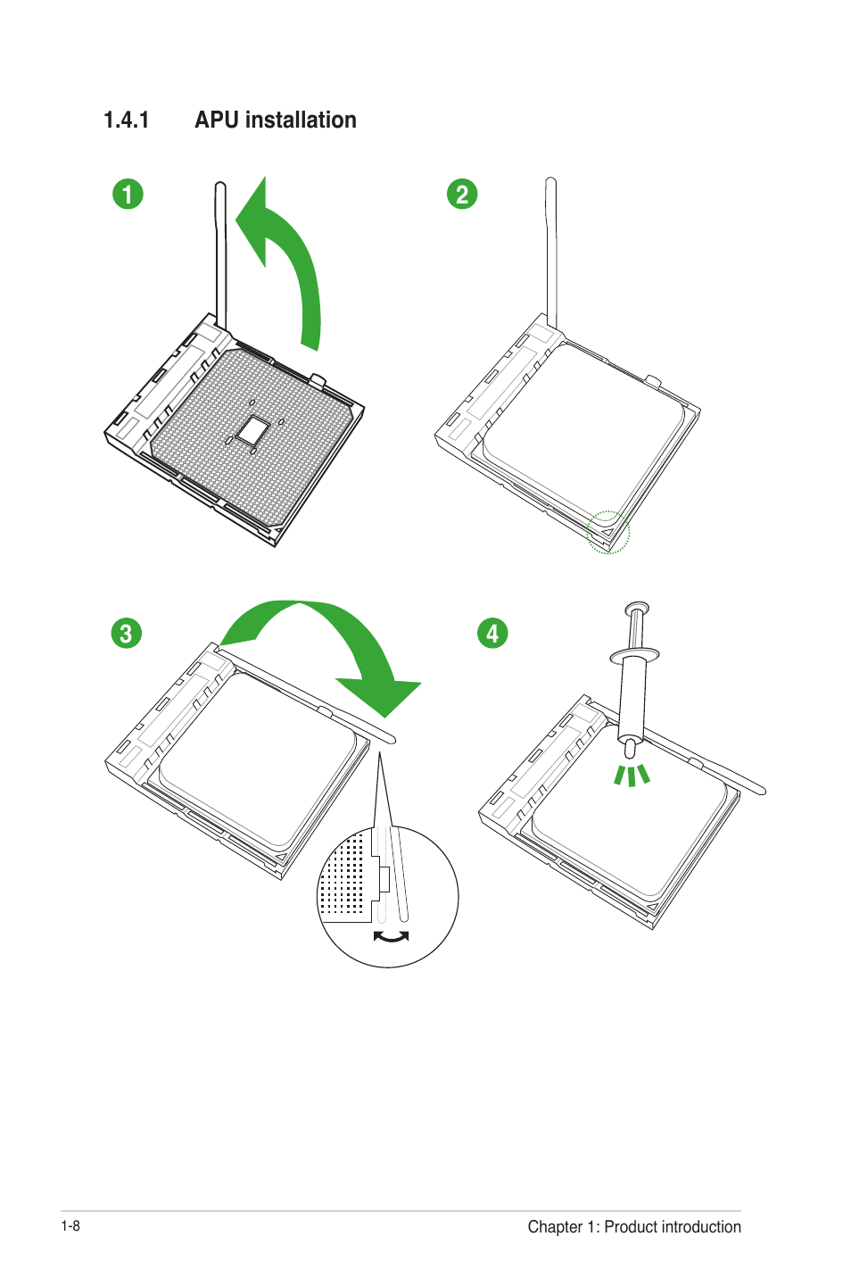 1 apu installation, Apu installation -8 | Asus A85XM-A User Manual | Page 20 / 78