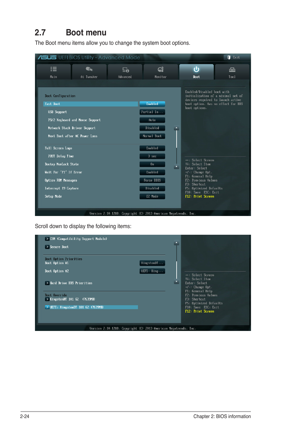 7 boot menu, 7 boot menu -24 | Asus A85XM-A User Manual | Page 66 / 78