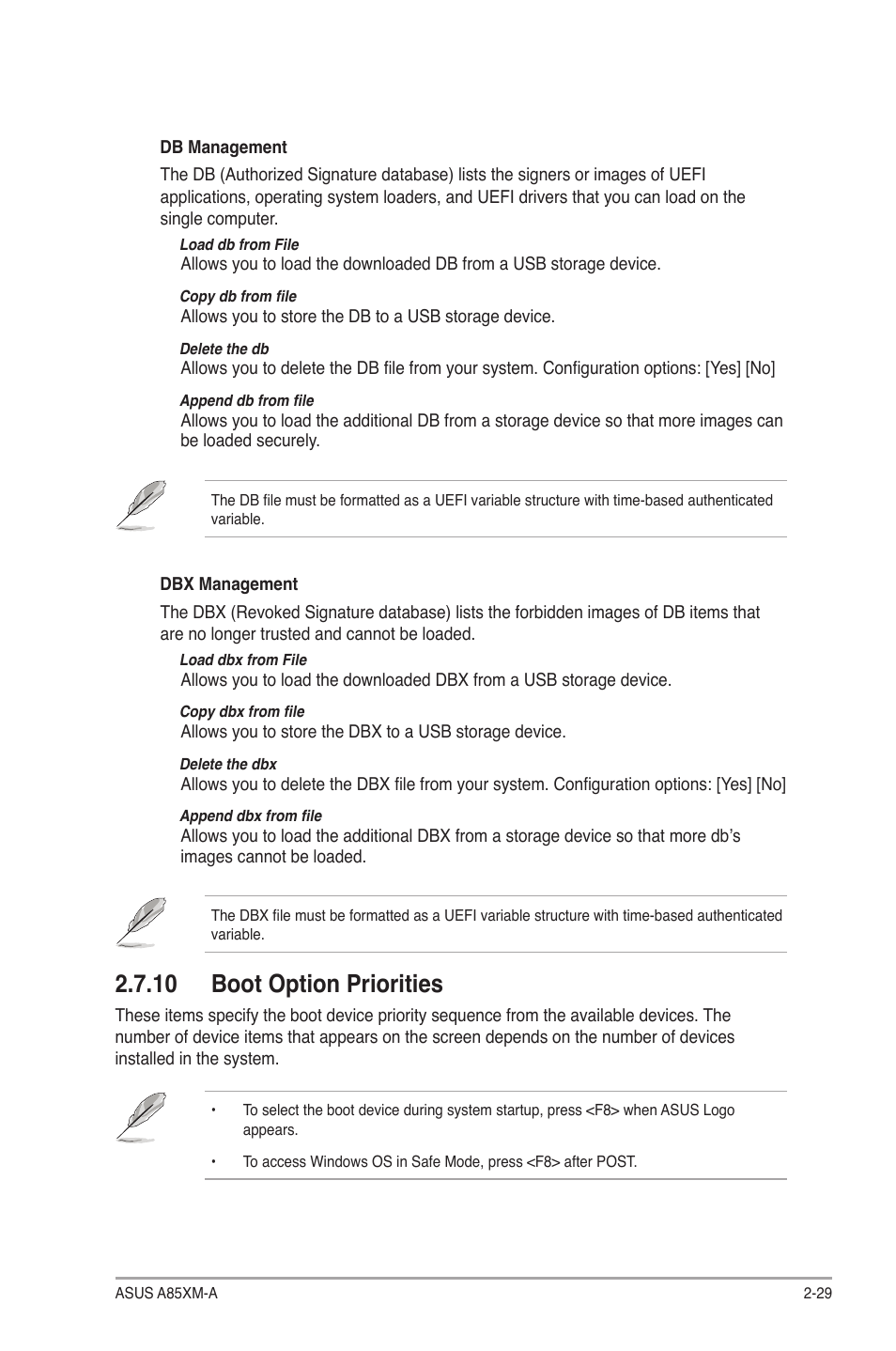 10 boot option priorities, 10 boot option priorities -29 | Asus A85XM-A User Manual | Page 71 / 78