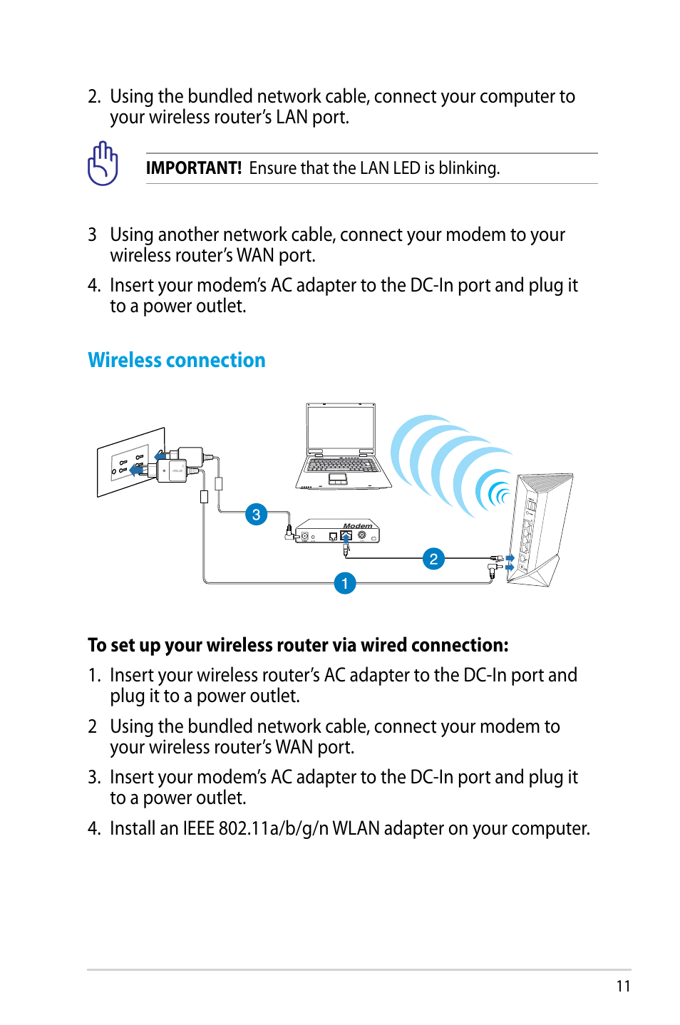 Wireless connection | Asus RT-N56U User Manual | Page 11 / 68