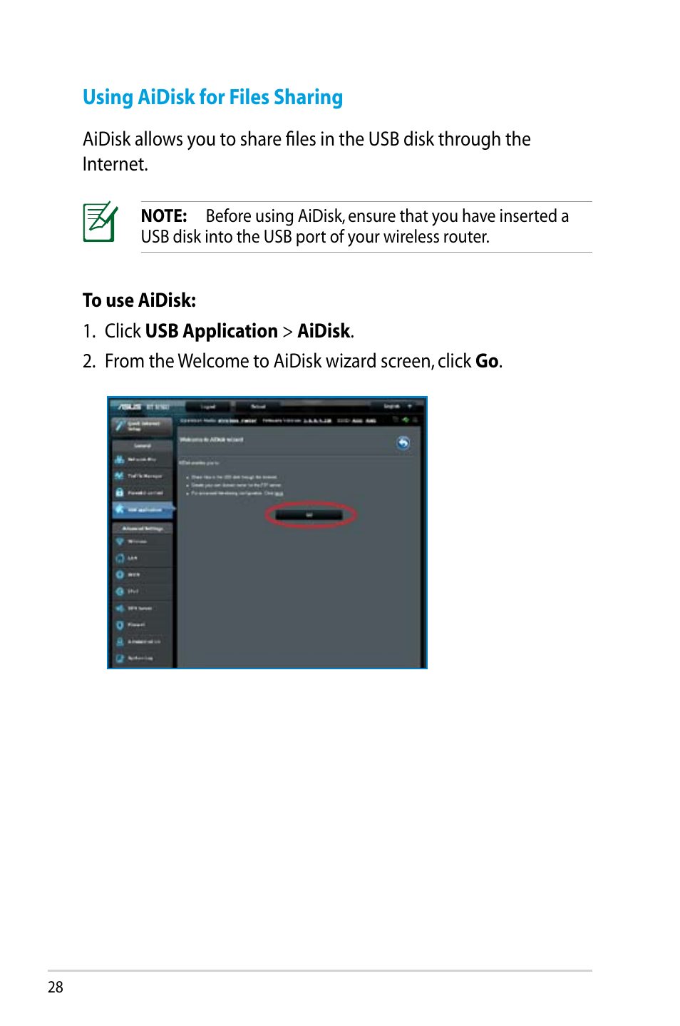 Using aidisk for files sharing | Asus RT-N56U User Manual | Page 28 / 68