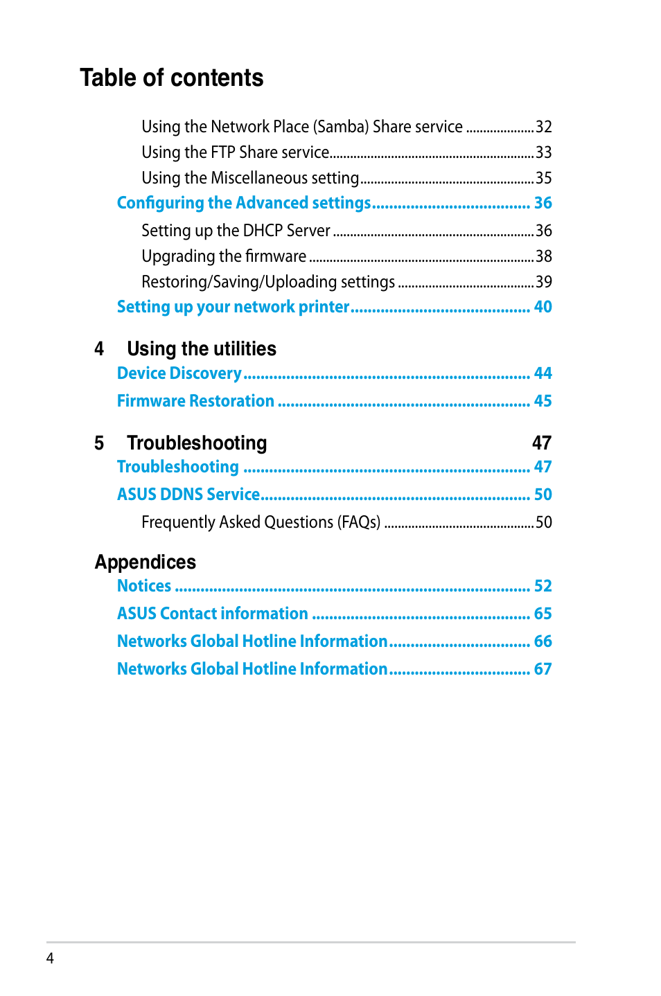 Asus RT-N56U User Manual | Page 4 / 68