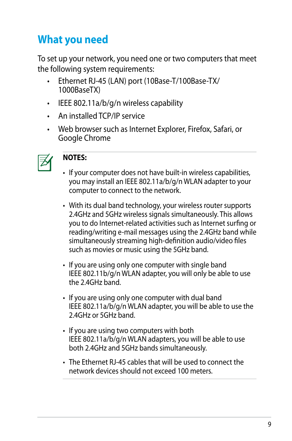 What you need | Asus RT-N56U User Manual | Page 9 / 68