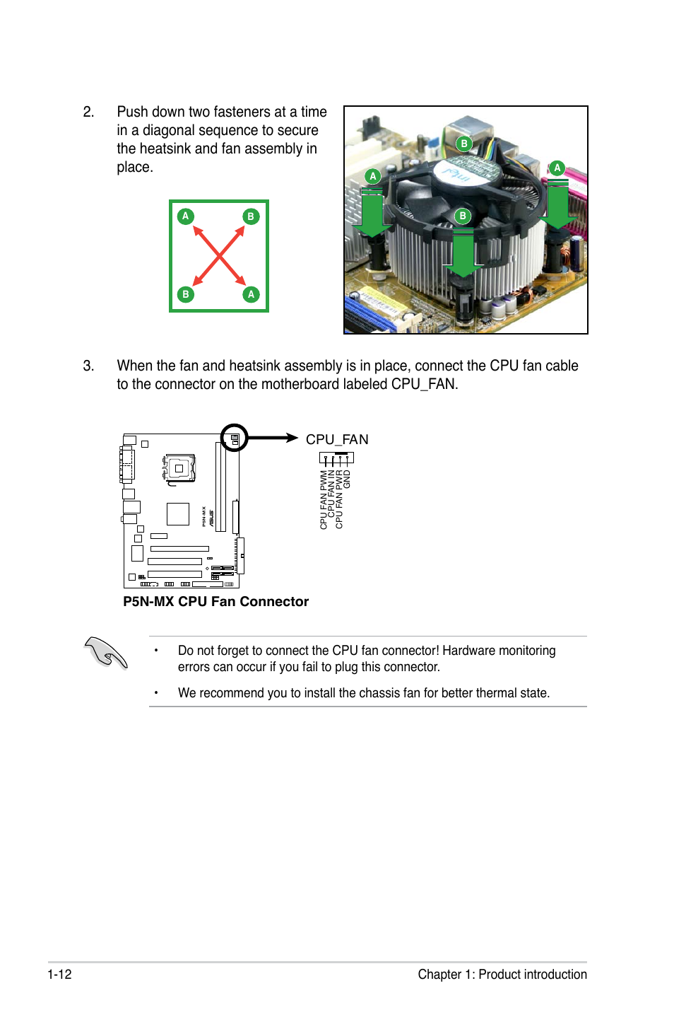 P5n-mx cpu fan connector cpu_fan | Asus P5N-MX User Manual | Page 24 / 100