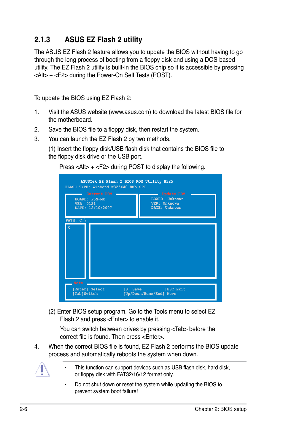 3 asus ez flash 2 utility | Asus P5N-MX User Manual | Page 54 / 100