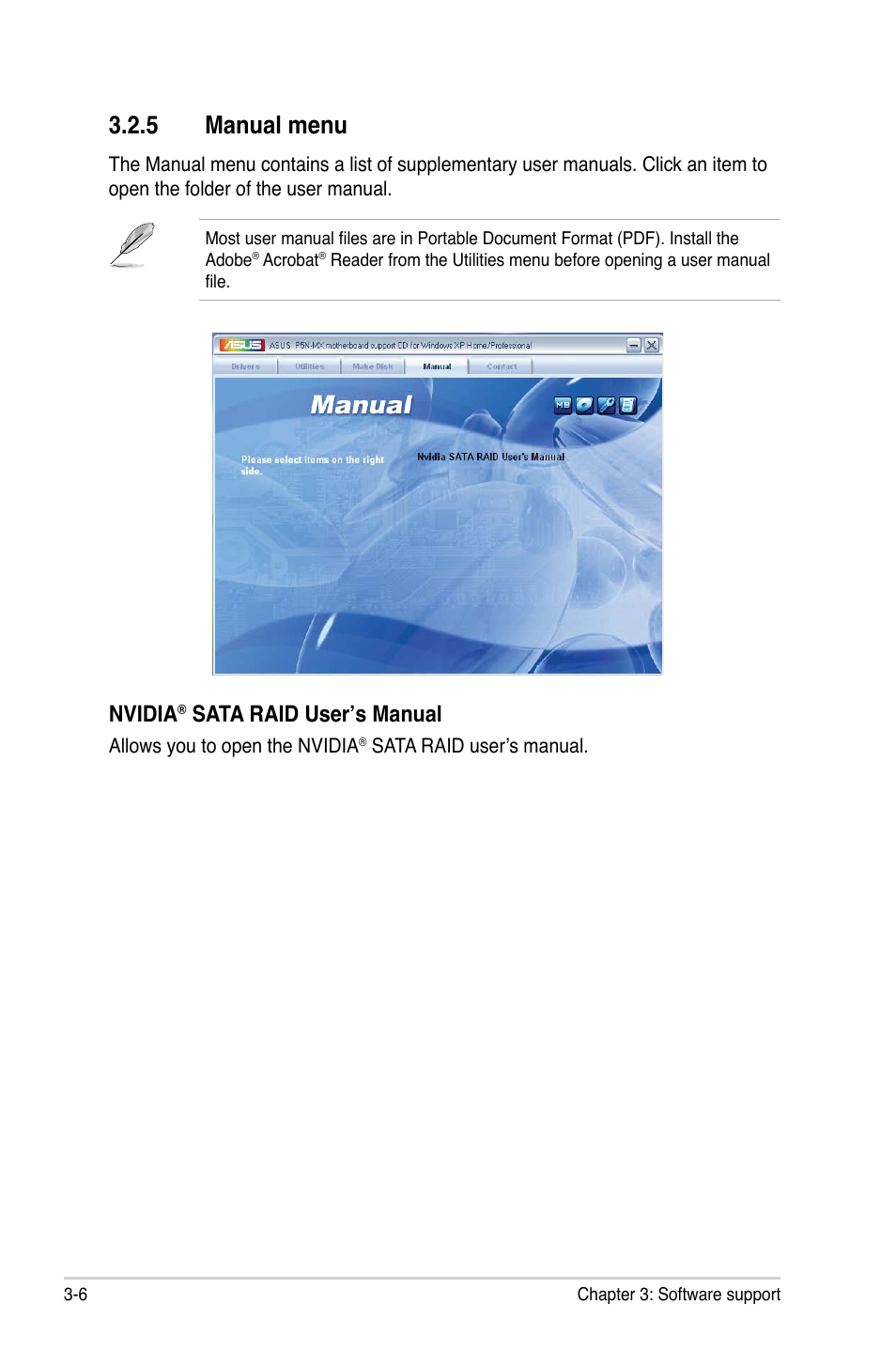 5 manual menu, Nvidia, Sata raid user’s manual | Asus P5N-MX User Manual | Page 92 / 100