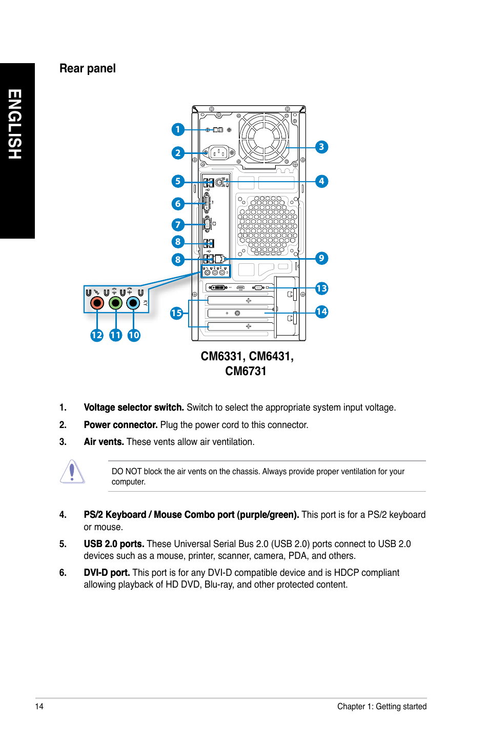 En g lis h en g li sh en g lis h en g li sh | Asus CM6731 User Manual | Page 14 / 70