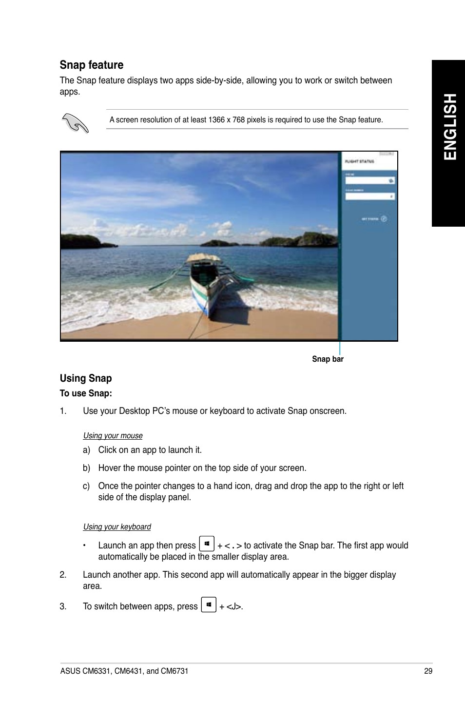 En g lis h en g li sh | Asus CM6731 User Manual | Page 29 / 70