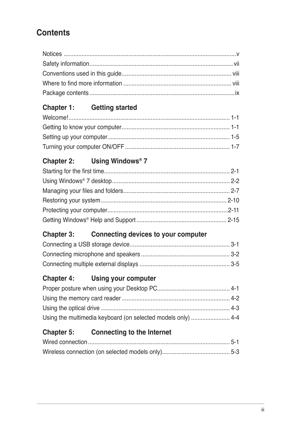 Asus CG5275 User Manual | Page 3 / 66