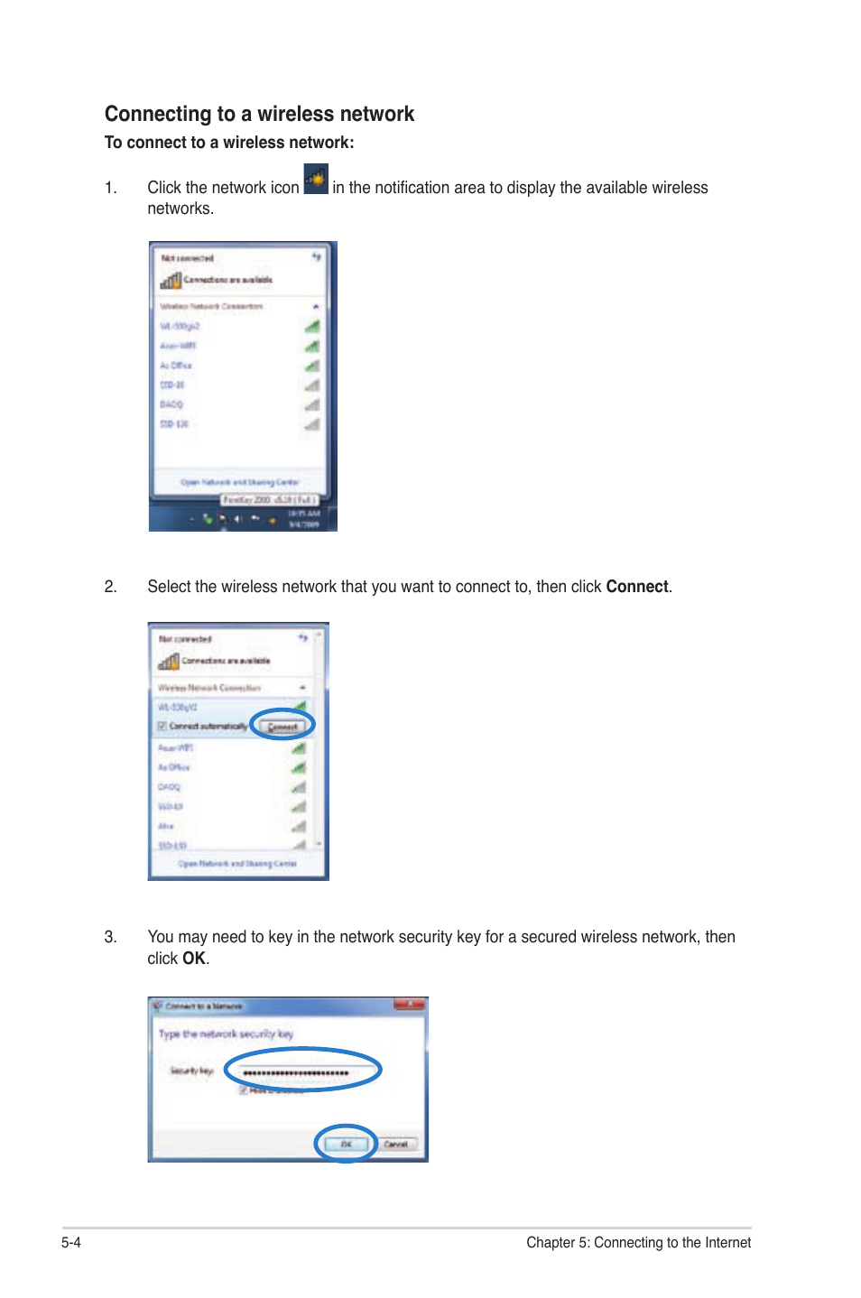 Connecting to a wireless network | Asus CG5275 User Manual | Page 47 / 66