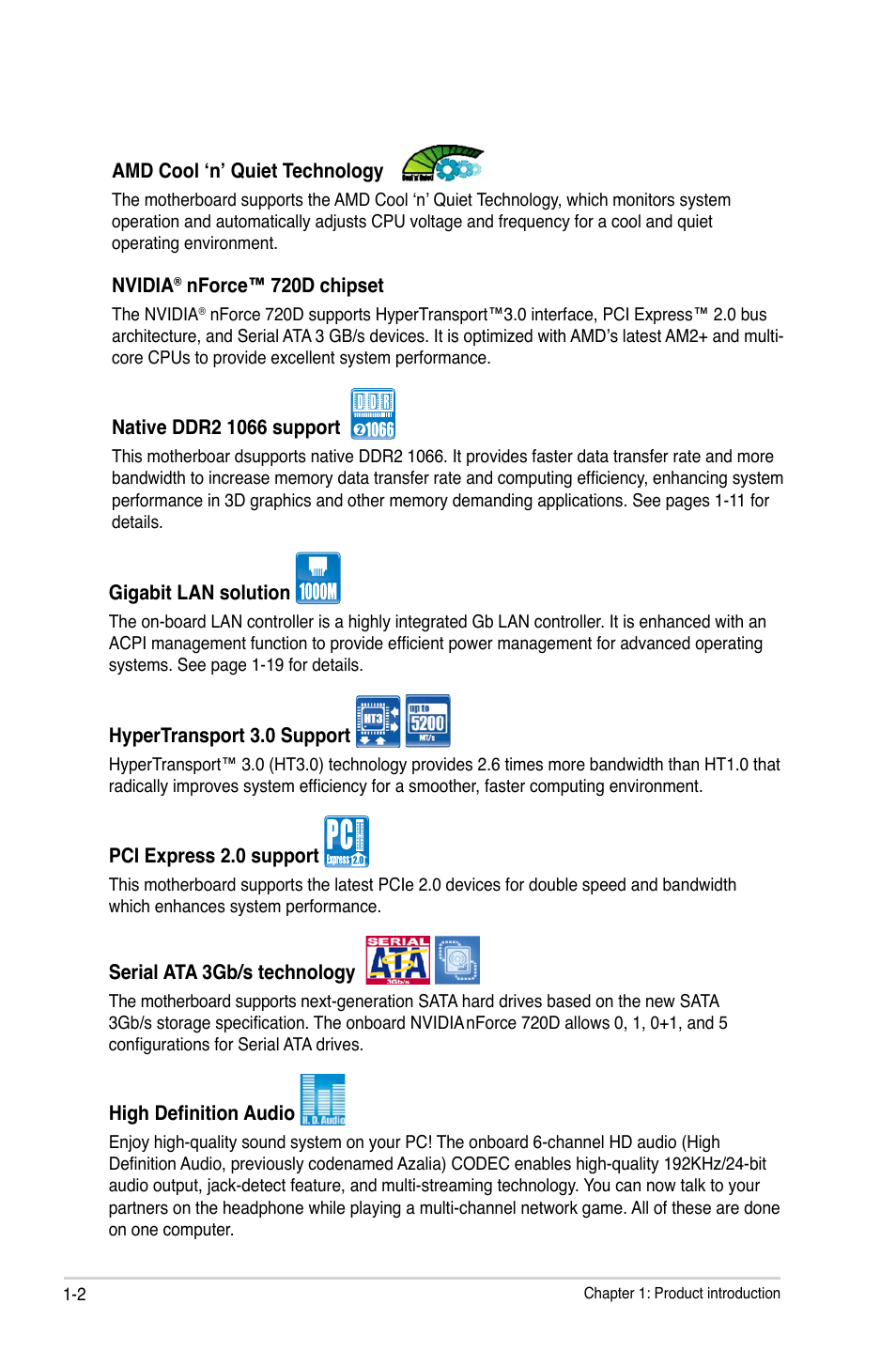 Asus M3N78 SE User Manual | Page 12 / 62