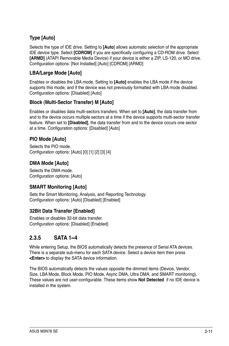 5 sata 1~4, Sata 1~4 -11 | Asus M3N78 SE User Manual | Page 49 / 62