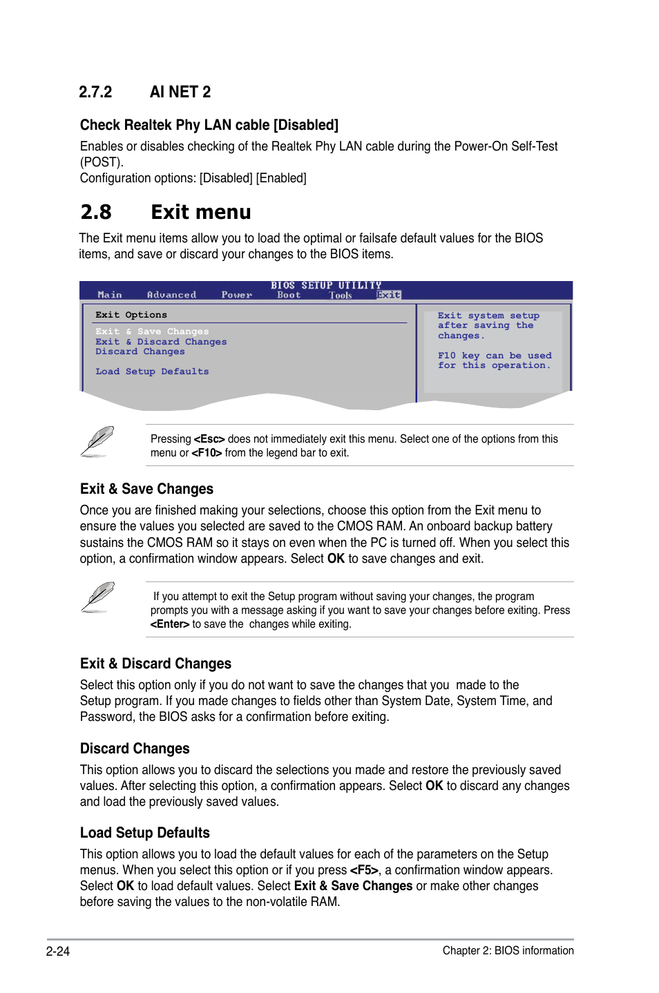2 ai net 2, 8 exit menu, Ai net 2 -24 | Exit menu -24 | Asus M3N78 SE User Manual | Page 62 / 62
