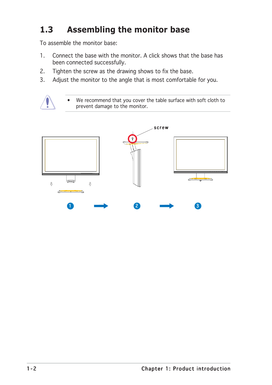 3 assembling the monitor base | Asus VW192T User Manual | Page 8 / 18