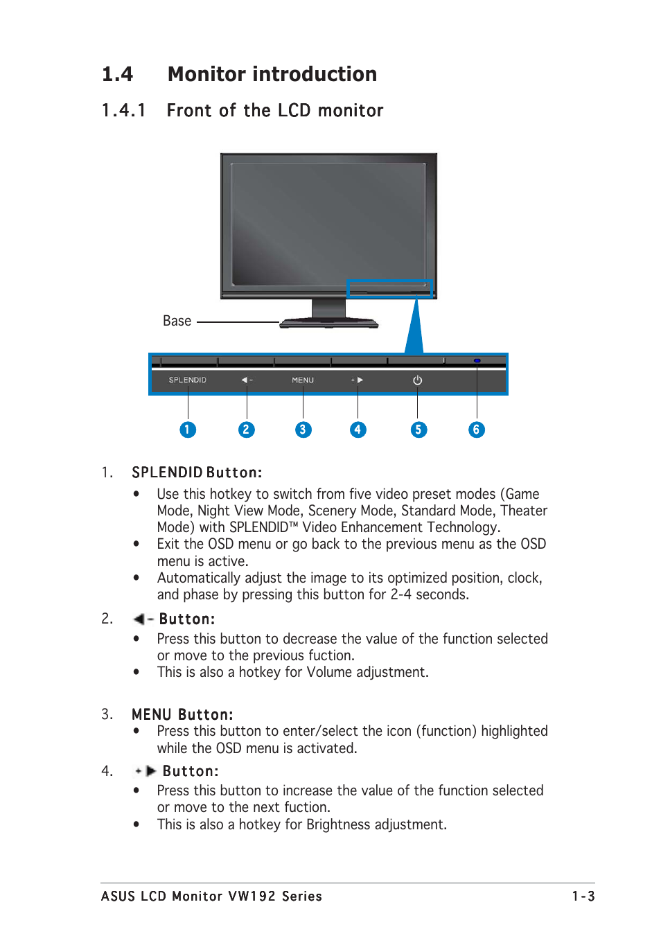 4 monitor introduction | Asus VW192T User Manual | Page 9 / 18