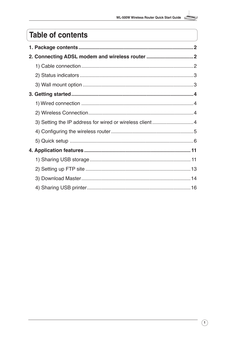 Asus WL-500W User Manual | Page 3 / 20