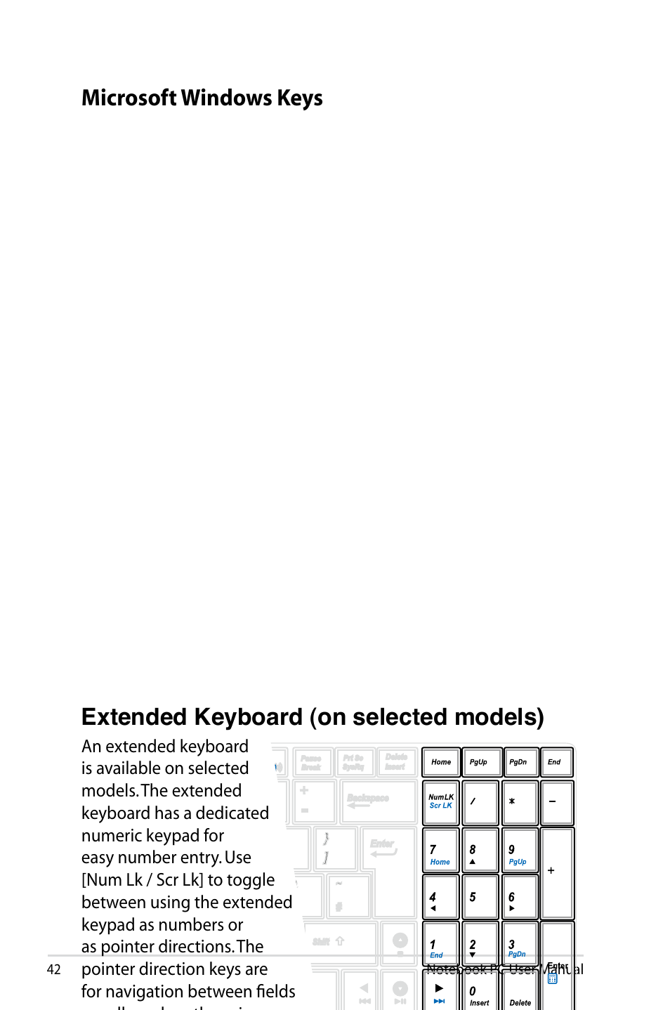 Microsoft windows keys | Asus R501VZ User Manual | Page 42 / 118